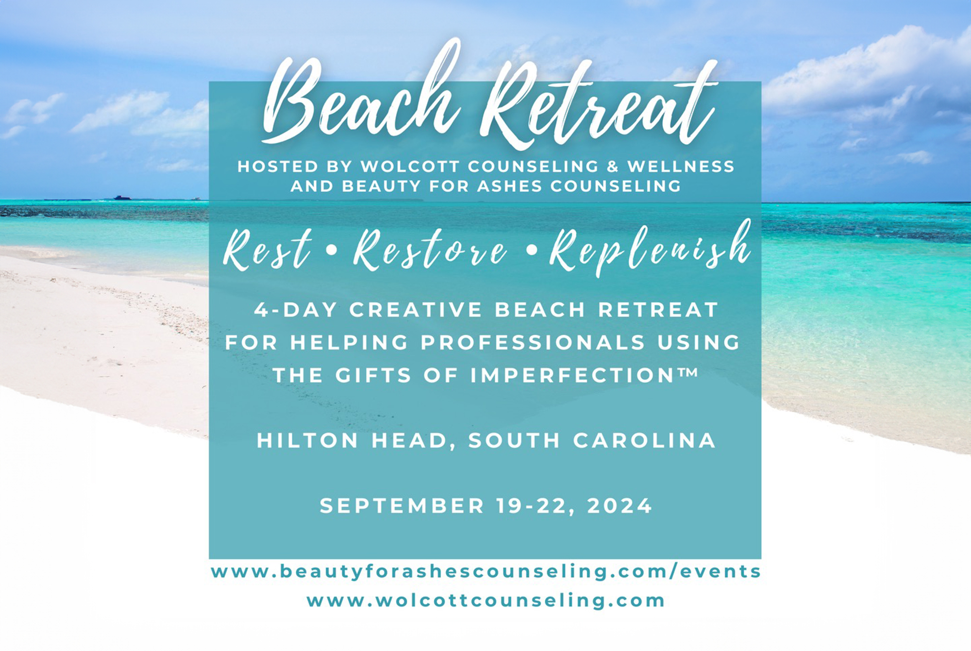 The Gifts of Imperfection - Weekend Creative Beach Retreat for Healing Professionals - May 2-5, 2024. Hilton Head, South Carolina.